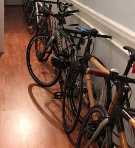 bicycles in hallway