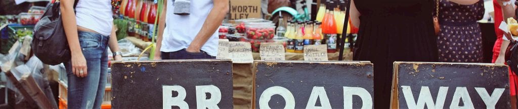 a picture of the market in London Fields called Broadway Market